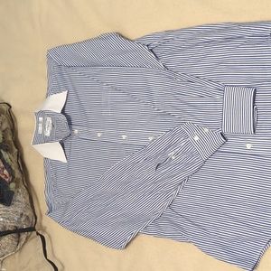 Burberrys Vintage 16 - 35 button down blue white stripe oxford dress shirt